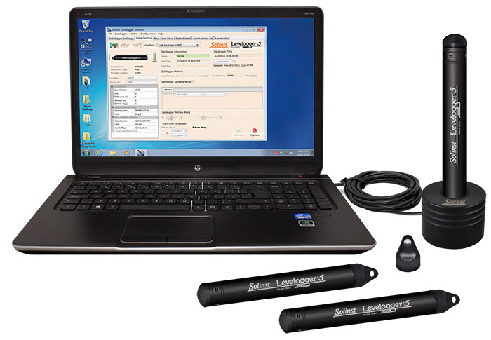 Solinst Levelogger 5 über Desktop Reader 5 Optisches Kommunikationsdock mit Laptop verbunden solinst levelogger 5 über desktop reader 5 optisches kommunikationsdock mit laptop verbunden
