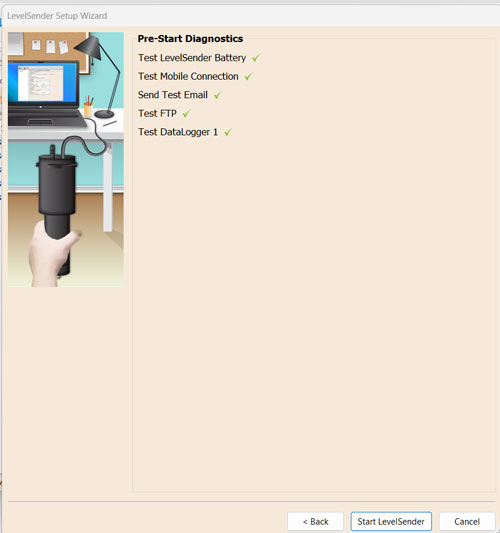 Solinst LevelSender 5 Software Pre Start Diagnostics Window solinst levelsender 5 software pre start diagnostics window